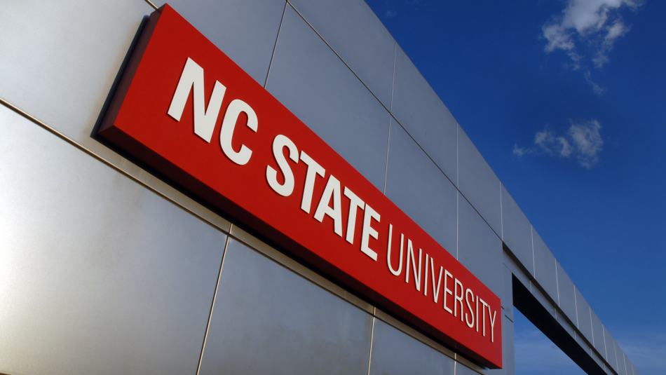 NC State University campus gateway sign