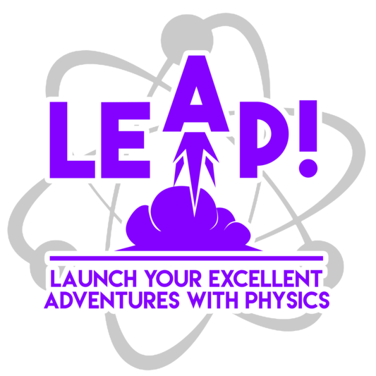 LEAP logo (rocket launch inside an atom)
